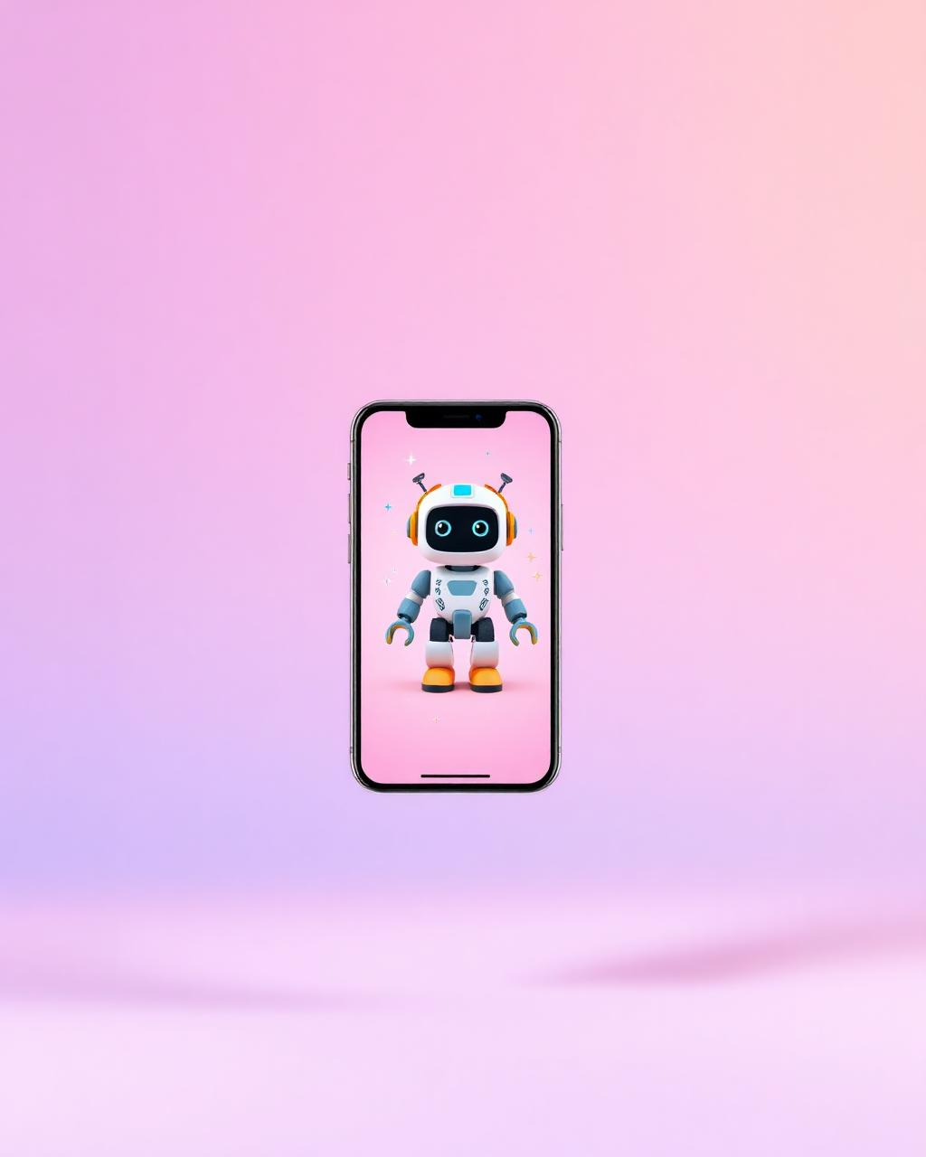 App mockup showing an animated character on a phone screen